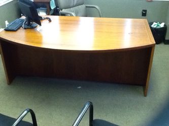 Executive bow desk and matching credenza