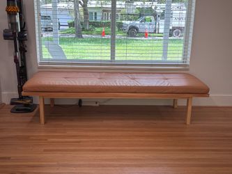 Beautiful Wooden Bench with Aniline Leather Pad - Rare/Sold out