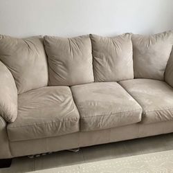 Plush Suede, Beige Sofa - Clean