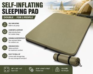 🏕️ Brand New Double Self-Inflating Sleeping Pad – Camping Mattress