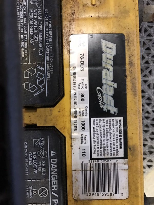 Duralast Gold Battery 78-DLG