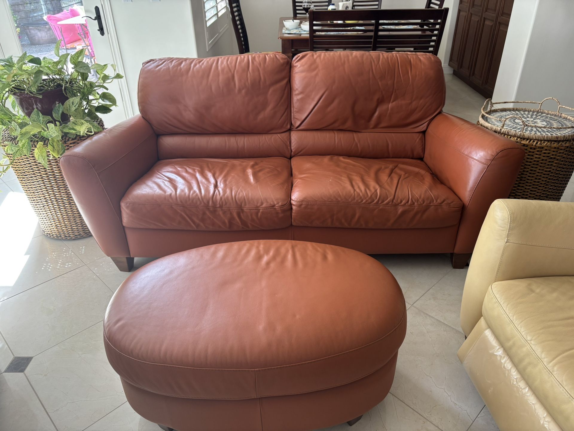 Leather Couch And Ottoman