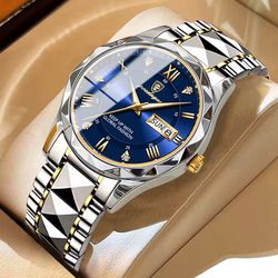 New Waterproof Glow Mens Watch Fashion Watch Stainless Steel Quartz Men Watches