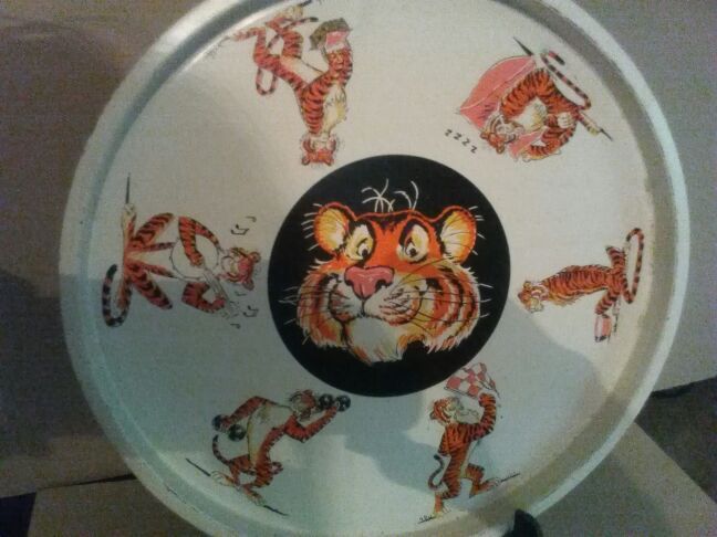 Vintage Exxon Tiger tin tray • Tony the Tiger