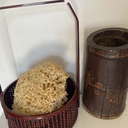 Bathroom display home Decour bamboo vintage wood storage lot 