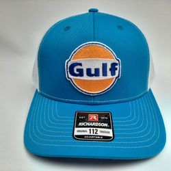 Richardson 112 Gulf Oil Embroidered Mesh Snapback Hat Cap 
