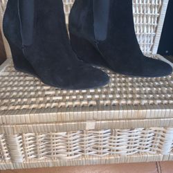 Lanvin Paris Black Suede wedge bootie / Chelsea Bootie EUR SZ 39