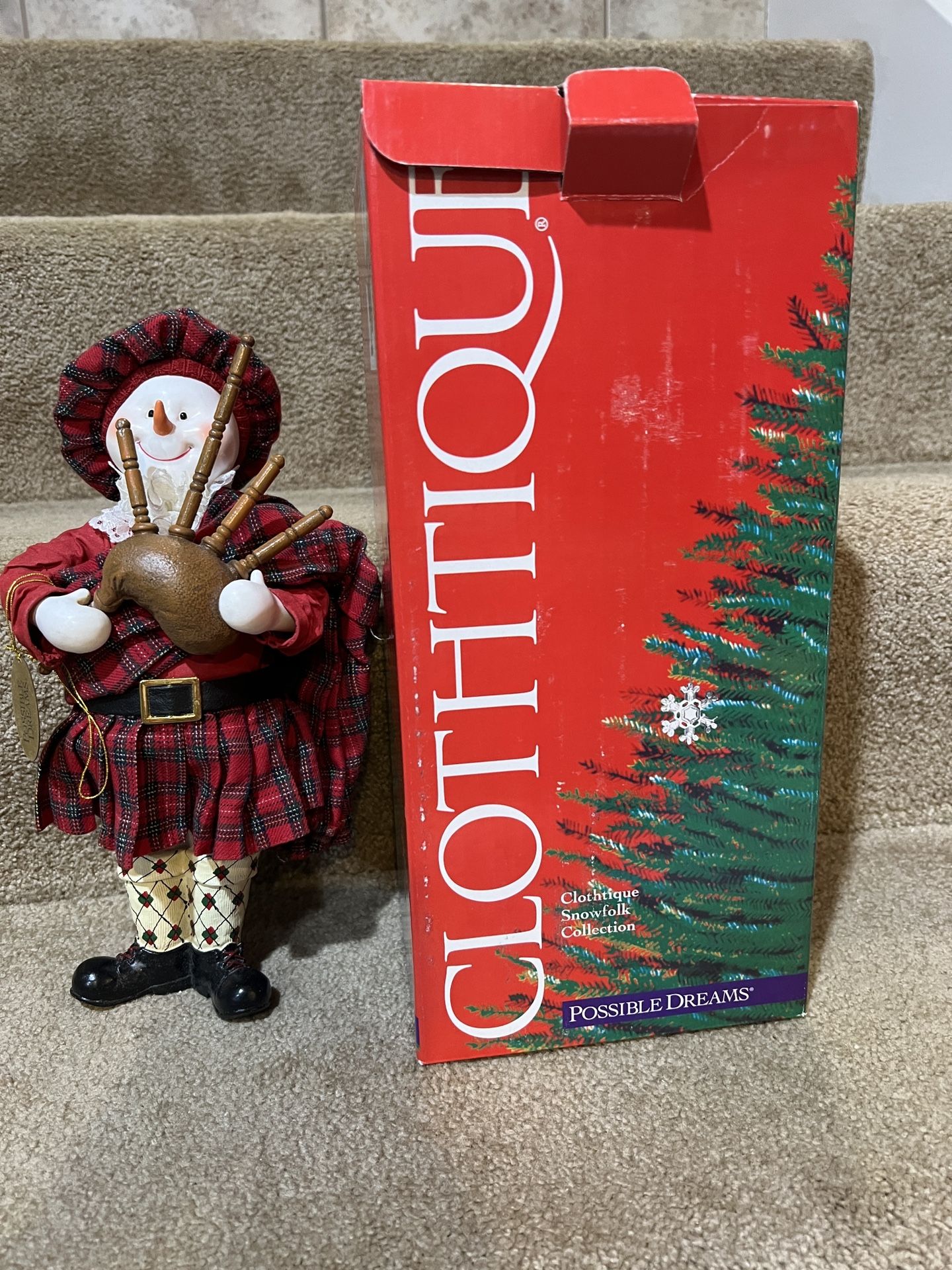 Vtg Possible Dreams Scottish Snowman Bagpipes Christmas Devon MacFrozner 718103