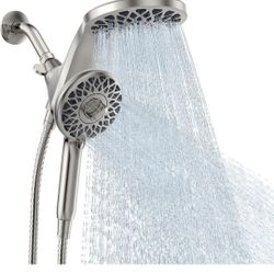 High Pressure Rain Shower Head with Handheld Spray Combo: Detachable Dual Shower Head with 10 Sprays Modes - Upgrade Knob Spray Mode Selector and Magn