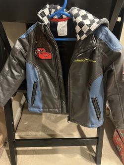 Lightening Mc Queen Size 2 Hooded Leather Jacket