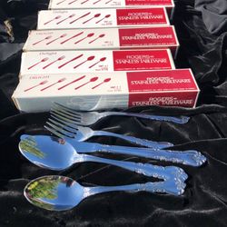 NIB Vintage Rogers Stainless Delight Tableware.  Unit #1 5-piece Place Setting. 