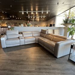 6PC Leather Power Reclining Sectional 