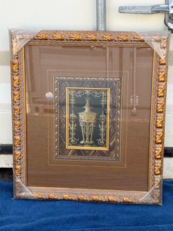 Gold Asian Vase Picture Framed Artwork