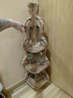 Handmade vintage wood corner shelf