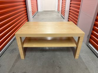 Light Wood Coffee Table with Lower Storage Shelf