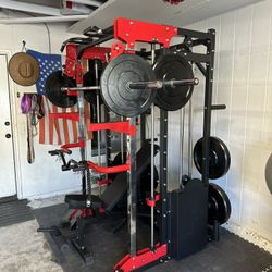 Smith Machine 200 | Adjustable Bench | 245lb Cast Iron Olympic Weights | 7ft Olympic Bar | Fitness | Gym Equipment | FREE DELIVERY/INSTALLATION 🚚 🛠️