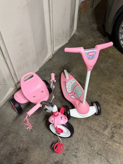 Radio Flyer Pink Tricycle and Scooter