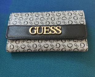 GUESS HIGH END DESIGNER CLUTCH  BLACK/GRAY Women’s Wallet 