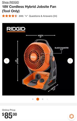 18V Cordless Hybrid Jobsite Fan(tool only)