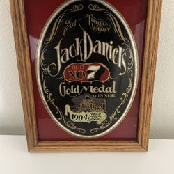 Rare Vintage Jack Daniels Gold Medal Winner Old # 7 Whiskey Framed Bar Mirror