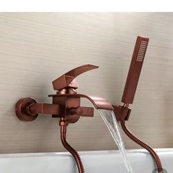 Milly Modern Waterfall Wall-Mount Oil Rubbed Bronze Tub Filler Faucet & Handshower Sh 54