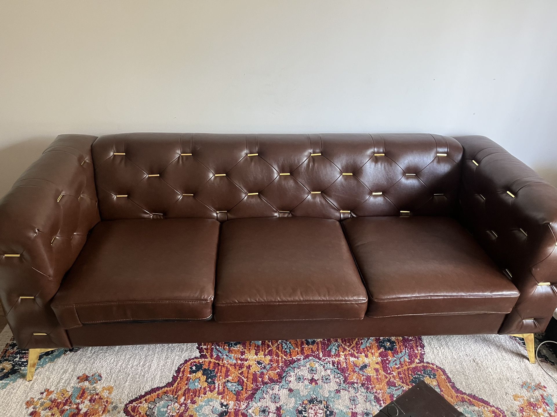 Chesterfield Faux Leather Sofa