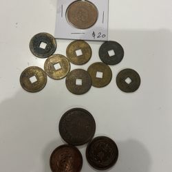 Chinese And Japanese Old Coins (12 pieces 