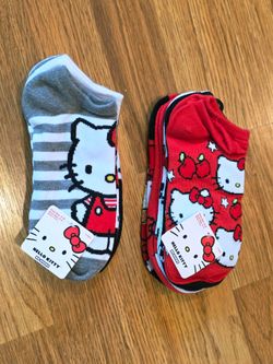 New Hello Kitty No-Show Socks Pack – 2 Sets (10 Pairs Total), Shoe Size 4-10