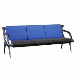 Wonline 2Pcs Waiting Room Chair With Armrest PU Leather Office Furniture, Office Guest Seating Lobby Conference Reception Chairs For Airport Clinic Ho