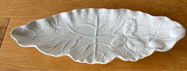 Kaldun & Bogle white ceramic serving dish, embossed, 5”X12”.