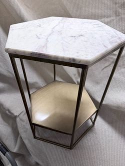 Hexagonal Marble Top Side Table