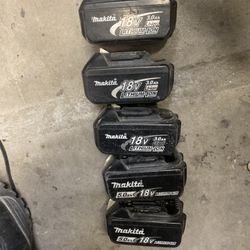 5 Makita Batteries. 