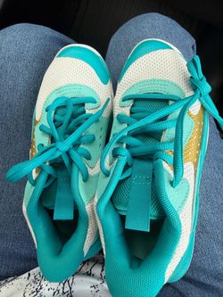 Teal and Gold Low-Top Sneakers
