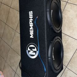 Memphis Audio SRXE212VP Dual 12" 1000w SRX Subwoofer Enclosure+Amplifier+Amp Kit