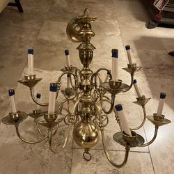 Vintage Brass Dutch Chandelier 