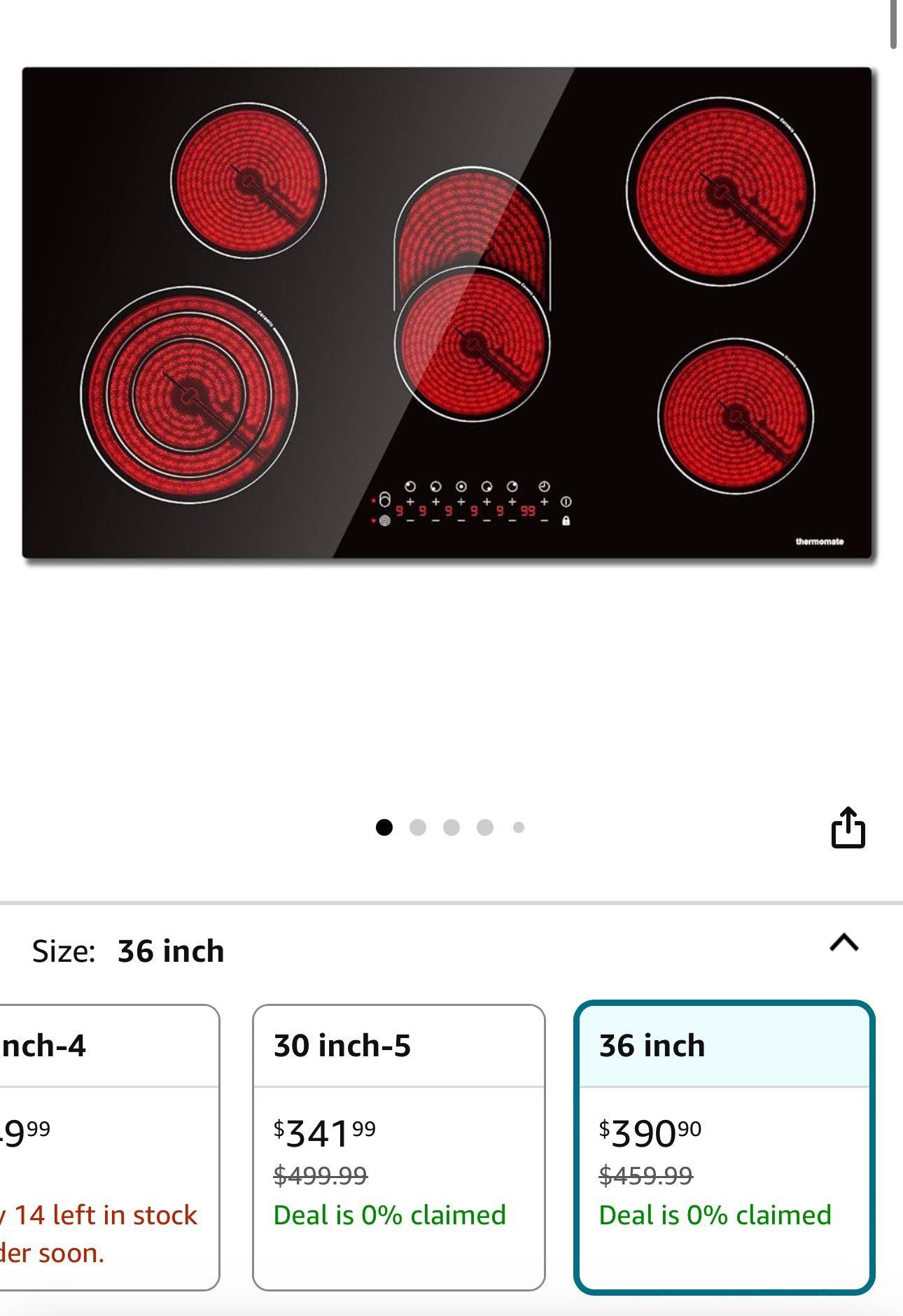 thermo mate 36 inch electric cooktop