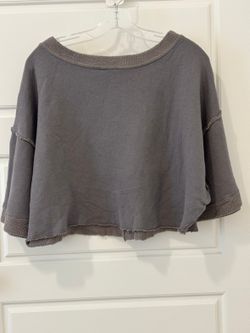 Lulus Gray Cropped Raw Edge Sweatshirt Size S