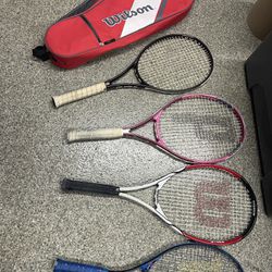 5 tennis racket, carrying bag, and tennis balls 🎾