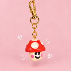 Handmade Mushroom Clay Keychain 🍄