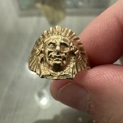 Solid 10k Yellow Gold Indian Head Ring Size 8.5