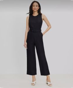 Loft Classic Black Linen Jumpsuit