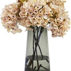 TOPIA Silk Fall Flowers Artificial Silk Dried Hydrangea Artificial Fall Flowers Dried Florals Bouquet Autumn Decorations for Office and Home (6 PCS) (