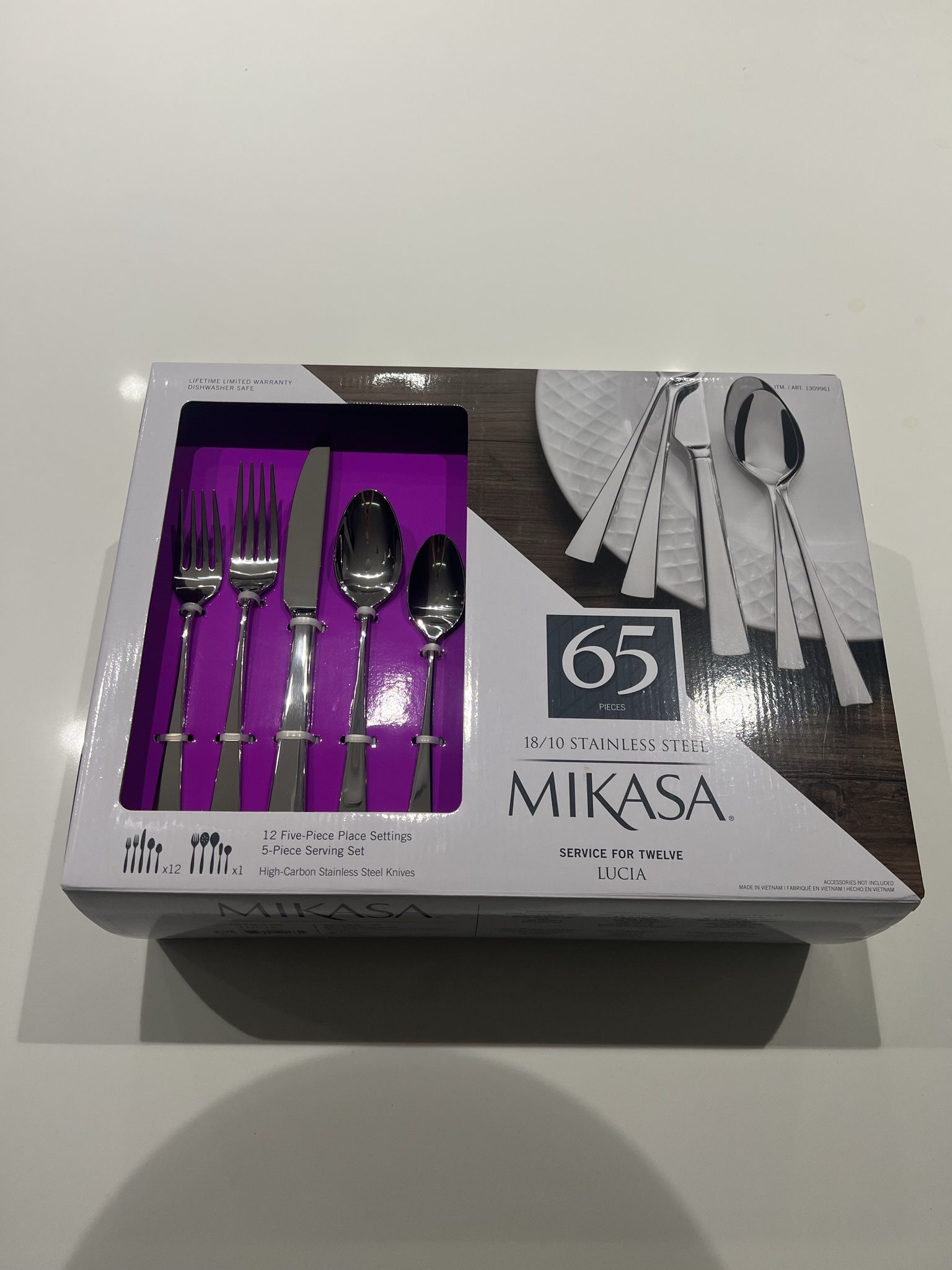 mikasa 18/10 stainless steel 65 piece silverware set lucia