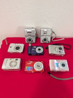 Lot of 8 Photo Cameras for PARTS or REPAIR Kodak Sanyo Fujifilm GE Vivitar