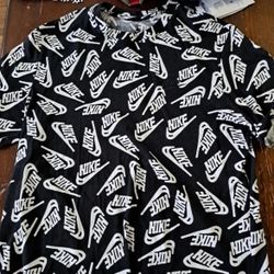 Black Nike Crew Neck All Over T Shirt