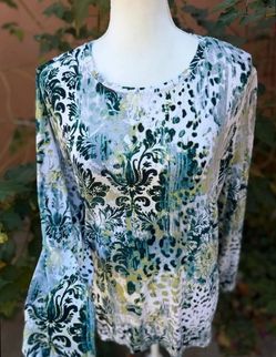 Chico's Damask & Animal Print Long Sleeved Top Size 3XL