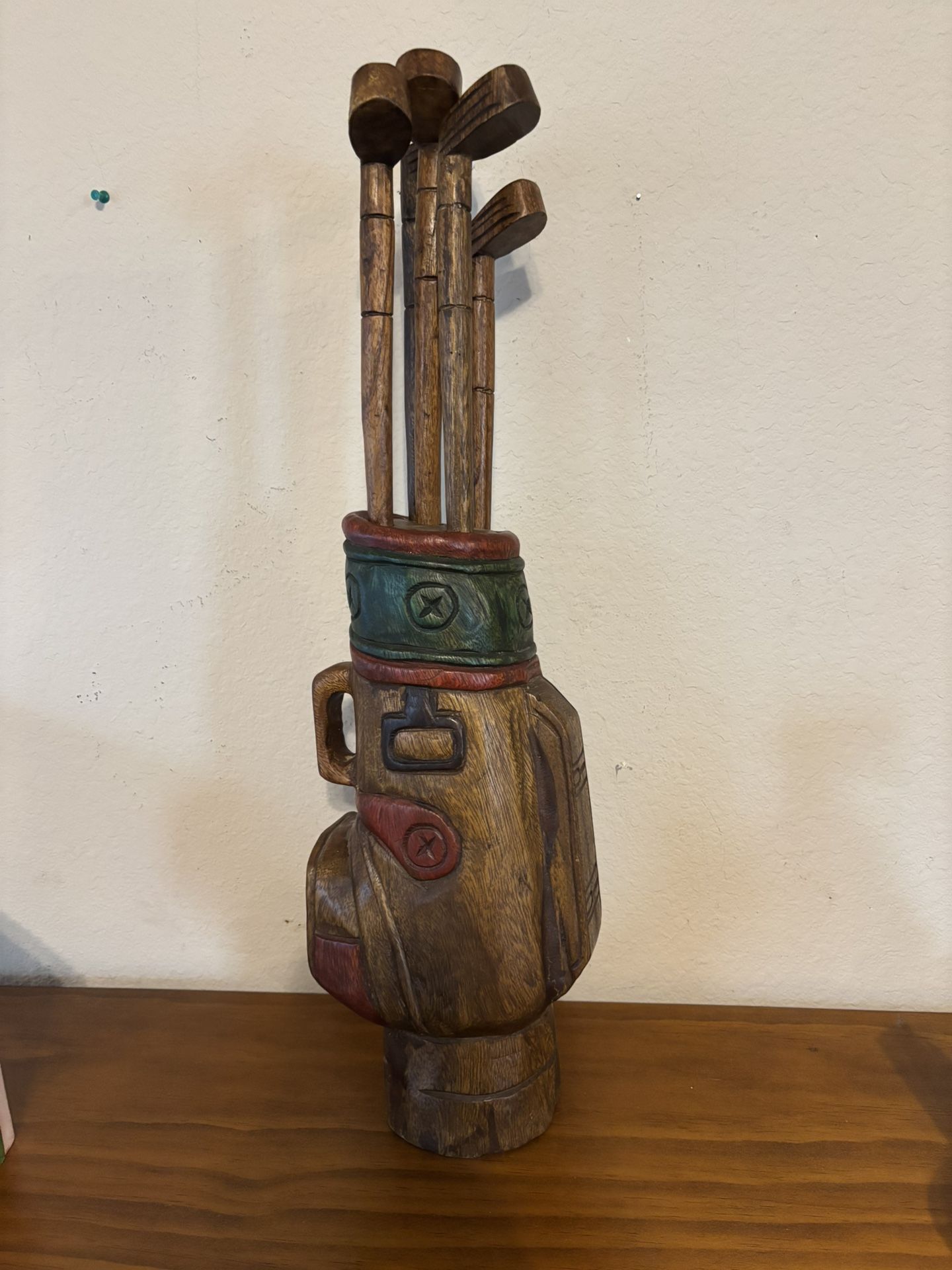 Wood Carved Golf Bag