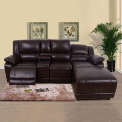 brown bonded leather sofa family living space set furnishings two-piece for sale near me