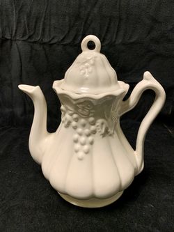 Stoneware Coffee Pot with Grape Design