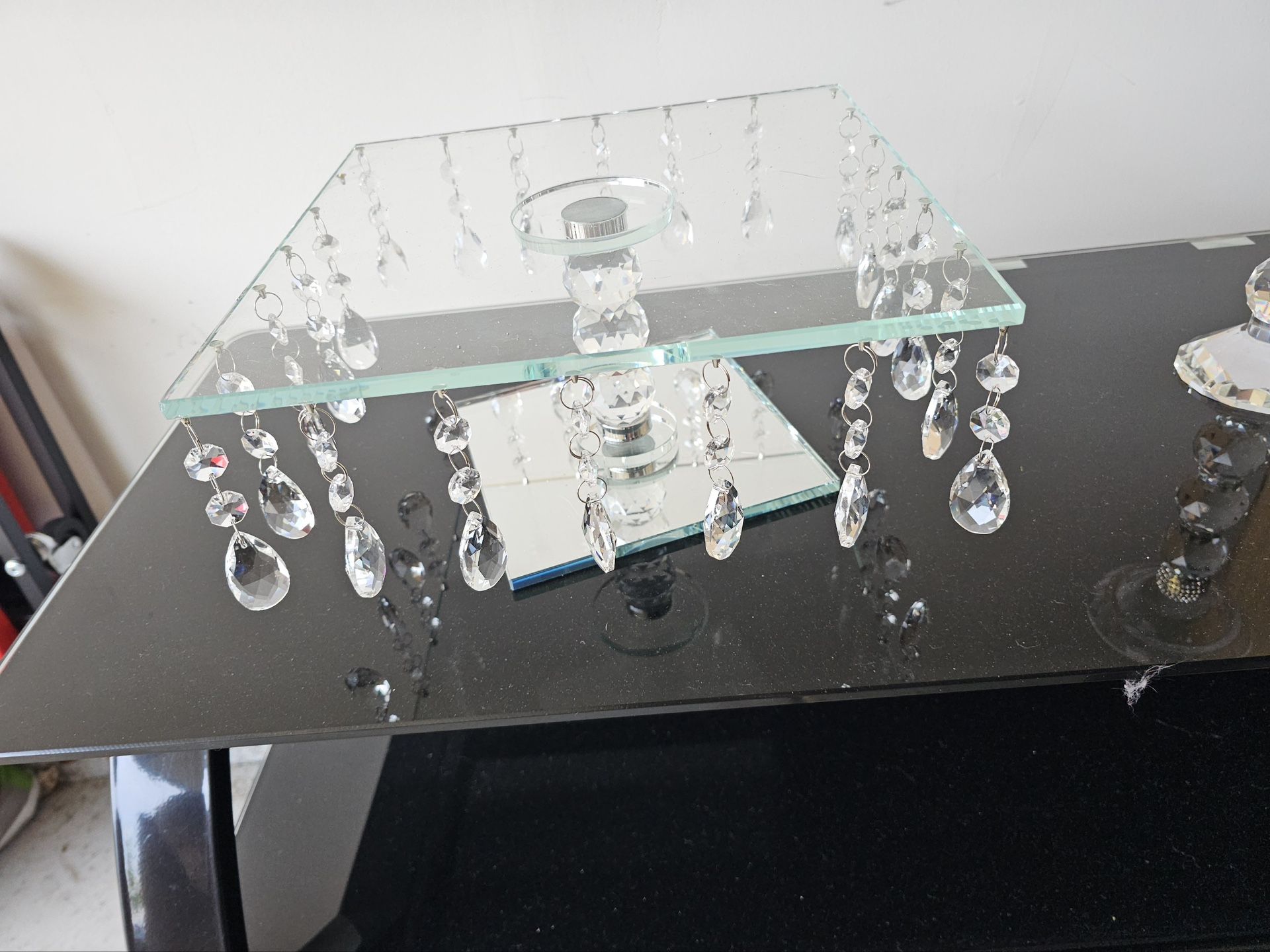 Glass Beaded Cake Plate
